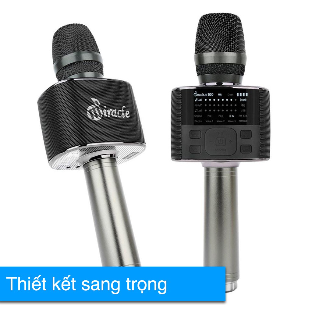 Micro Karaoke Bluetooth Tốt Nhất - Micro Miracle M100 Chính Hãng Hàn Quốc màu đen