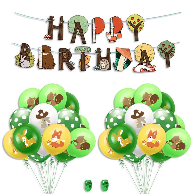 Rabbit Squirrel Fox Jungle Động vật Bóng cao su Set Trẻ em Sắp xếp trang trí tiệc sinh nhật