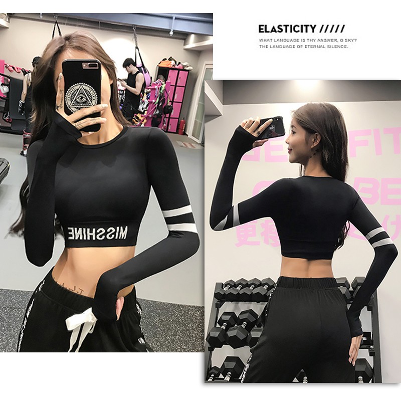 Áo Croptop Tay Dài Tập Gym Nữ Misshine Kiểu Kín Đáo, Cá Tính Ôm Body [ Oanh kiều MS  31 ]