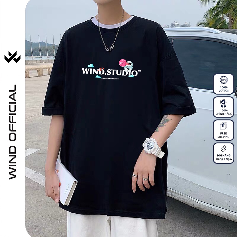 [Mã SKAMFSW175 giảm 10K đơn 50K] Áo phông unisex form rộng WIND tay lỡ oversize thun 100% cotton SHARK nam nữ ulzzang | BigBuy360 - bigbuy360.vn