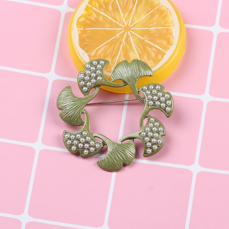 Ghim Cài Áo Hình Hoa Lá Đính Ngọc Trai Nhân Tạo Thời Trang