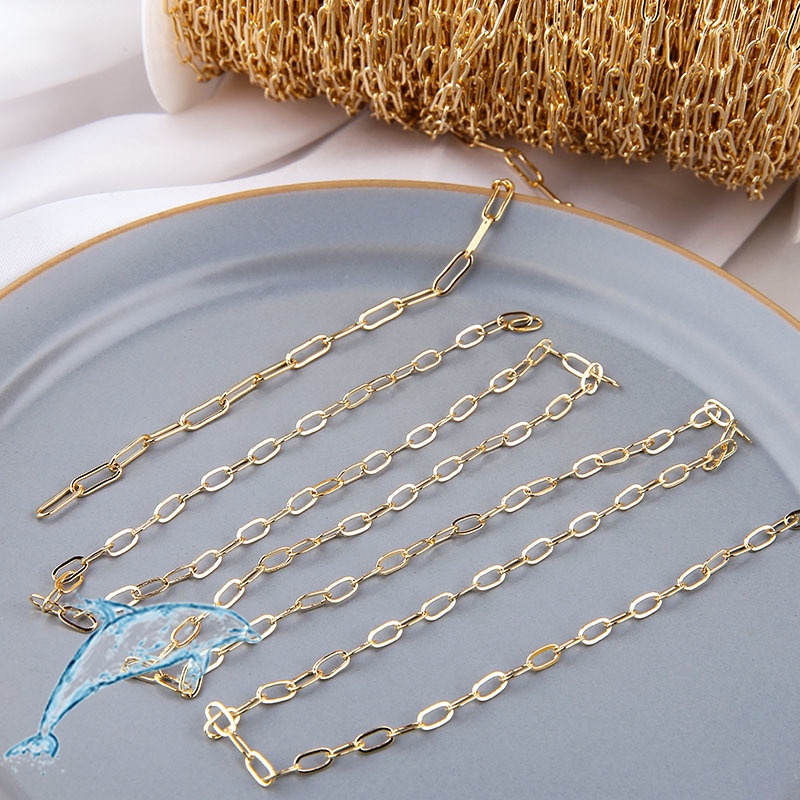 Dây Chuyền Mạ Vàng 18k 50cm Phong Cách Âu Mỹ Sang Trọng Dùng Làm Trang Sức Thủ Công diy