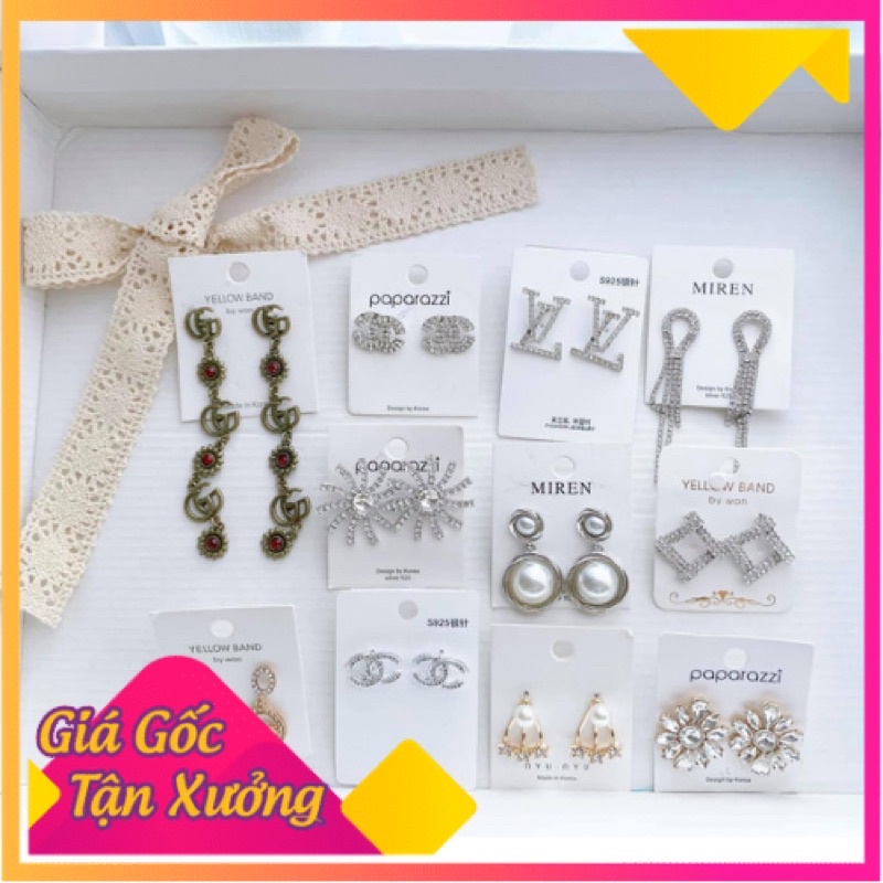 Bông Tai Đính Đá Quảng Châu Mẫu Mới Nhất (Đóng Hộp)