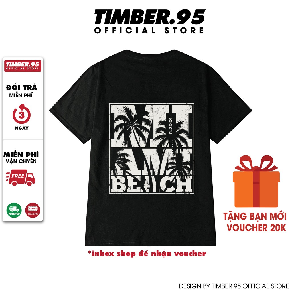 Áo thun tay lỡ TIMBER.95 cotton dáng unisex, áo form rộng in hình COCO BEACH - X34