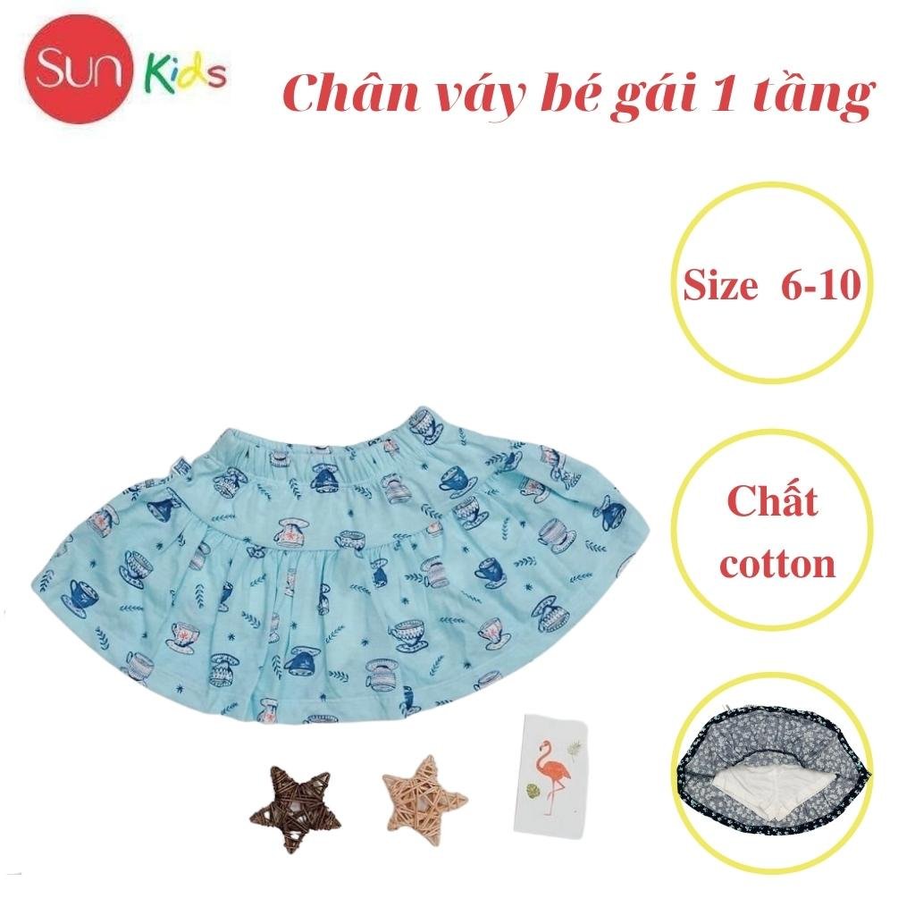 Chân váy cho bé, đầm bé gái 1 tầng, chất cotton, có quần đùi trong, size 6-10 - SUNKIDS1