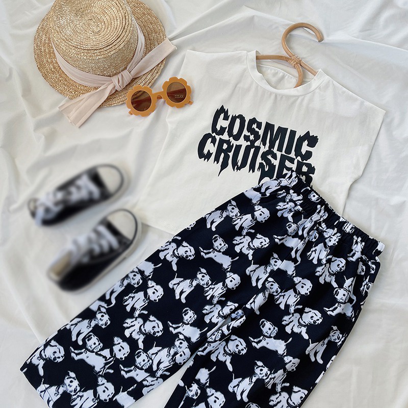 Set Áo Thun Không Tay Và Quần Dài Phong Cách Phương Tây Thời Trang Mùa Hè Cho Bé Gái