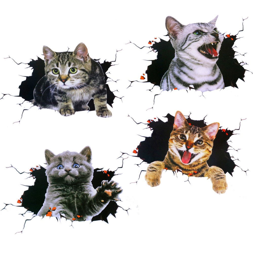 Sglink Miếng Dán Trang Trí Xe Hơi Hình Mèo Hoạt Hình Ba Chiều Dễ Thương