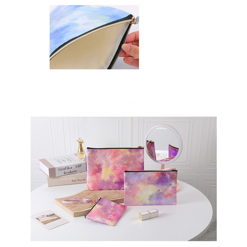 Túi Da PU Đựng Mỹ Phẩm Màu gradient Chống Thấm Nước Tiện Dụng Mang Đi Du Lịch