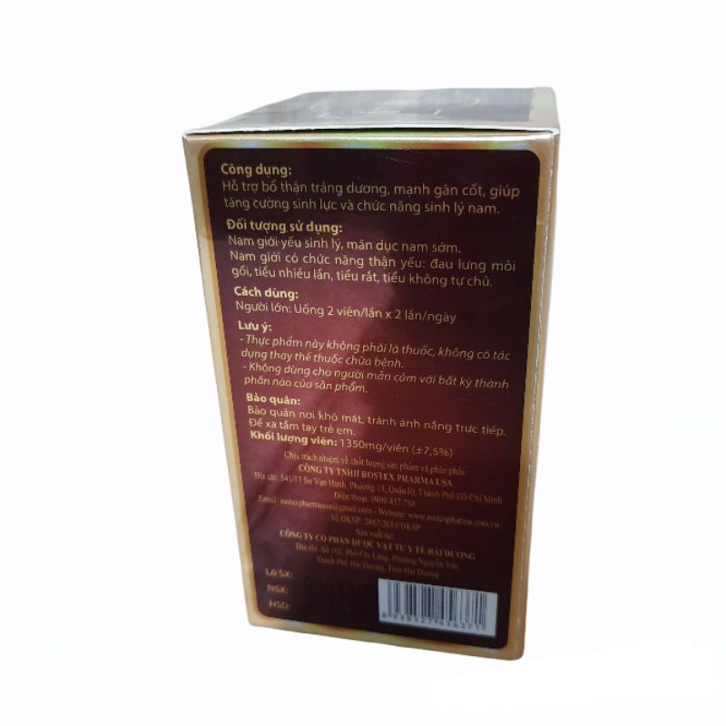 Viên uống Sâm nhung bổ thận - BỔ THẬN NAM - bổ thận ,tráng dương, tăng cường chức năng sinh lý nam giới ,