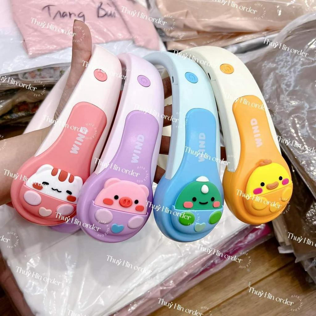 Quạt Đeo Cổ Mini Không Cánh Hình Thú 3D - Quạt Mini Cho Người Lớn/Bé Sạc Tích Điện Dụng Lượng Pin 4000mAH 3 Cấp Độ Gió