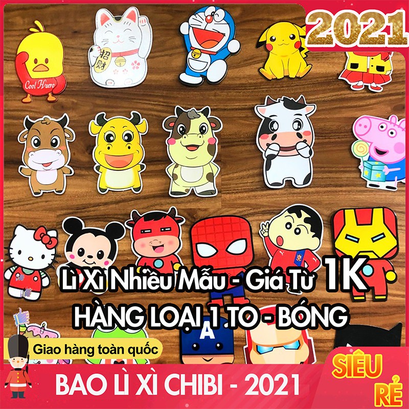 (FREESHIP) 100 Bao Lì Xì Hoạt Hình Loại 1 || 100 Bao Lì Xì Chibi Loại 1 || Xuân Tân Sửu 2021