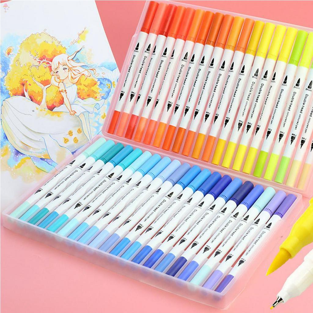 Set bút màu nước hai đầu ngòi mềm 12 / 24 / 36 màu