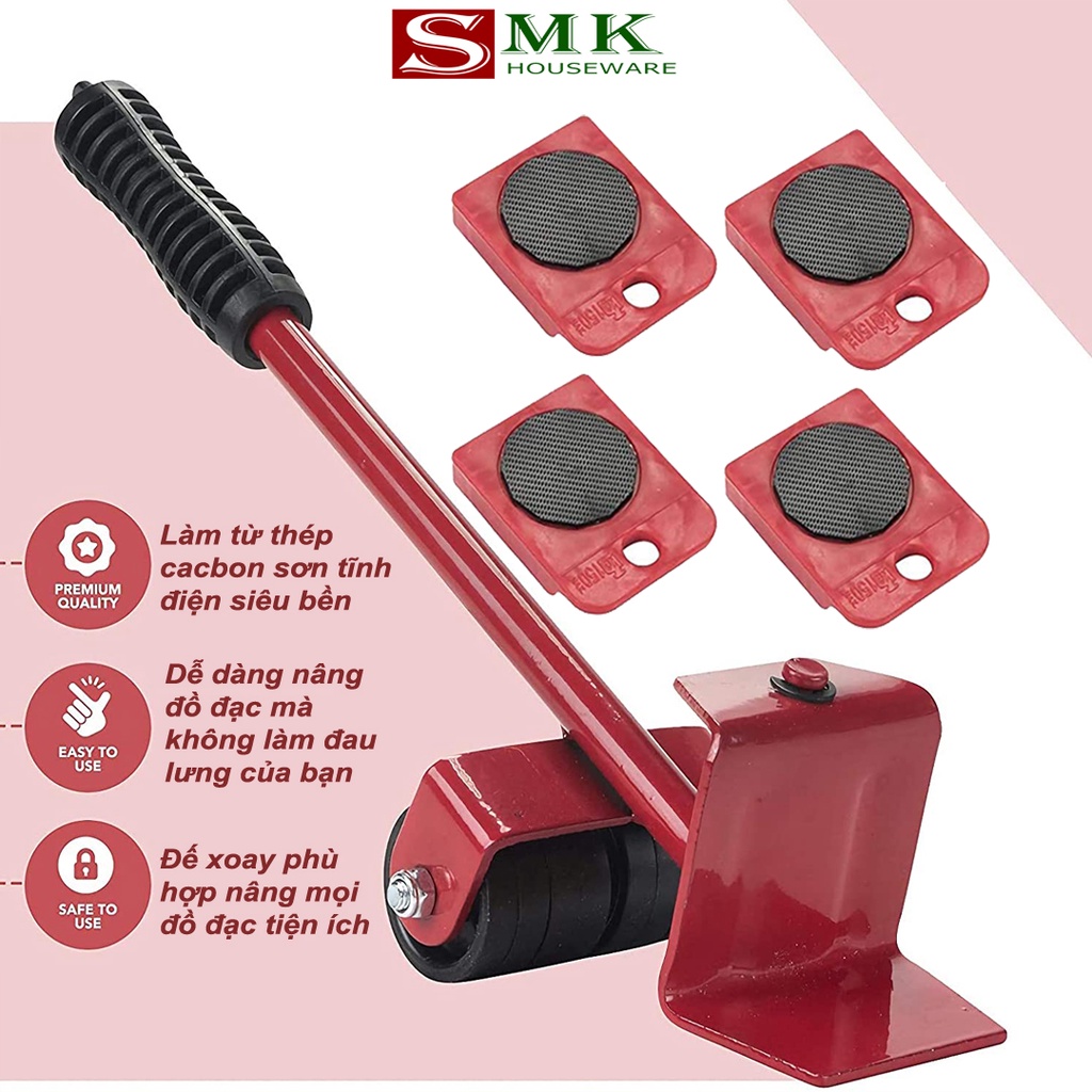 Dụng cụ di chuyển đồ thông minh, bánh xe kê tủ di chuyển nâng đồ nặng, con lăn di chuyển đồ vật nặng - SMK