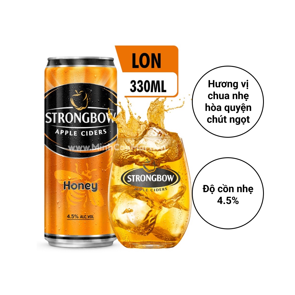 Strongbow Táo Lên Men, Dâu Đen, Dâu Đỏ Lon 330ml
