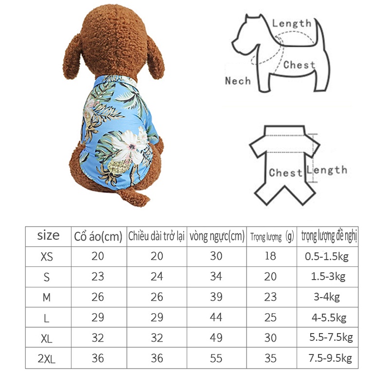 Áo thun in hoạ tiết Hawaii đáng yêu cho thú cưng