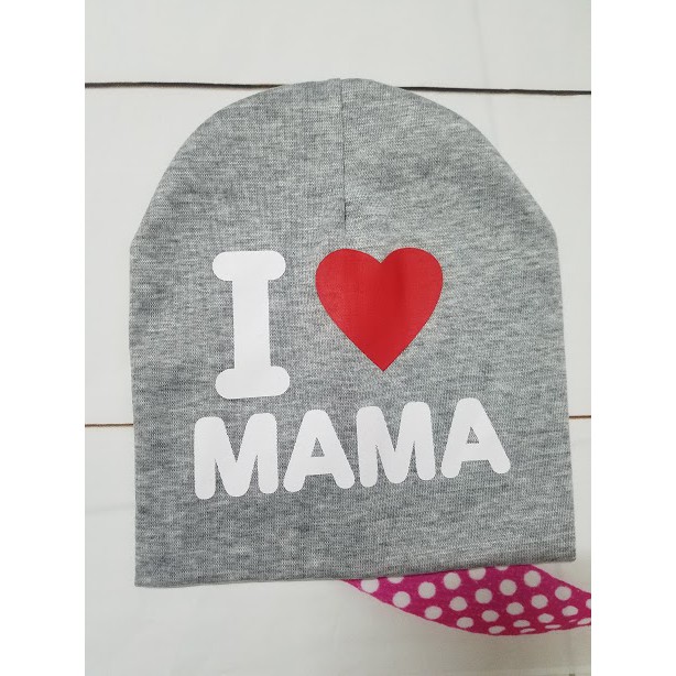 Mũ len, Nón len cho bé I Love Mama, I Love Papa dễ thương
