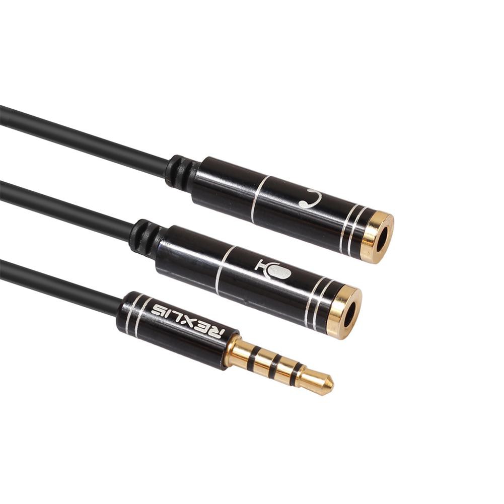 3.5mm Jack Headphone&amp;Mic Audio Splitter Gold-Plated Aux Extension Cable