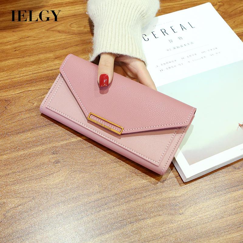 Ví Dài Mỏng Đựng Tiền Xu Đa Năng Có Khóa Cài Phong Cách Hàn Quốc Cổ Điển