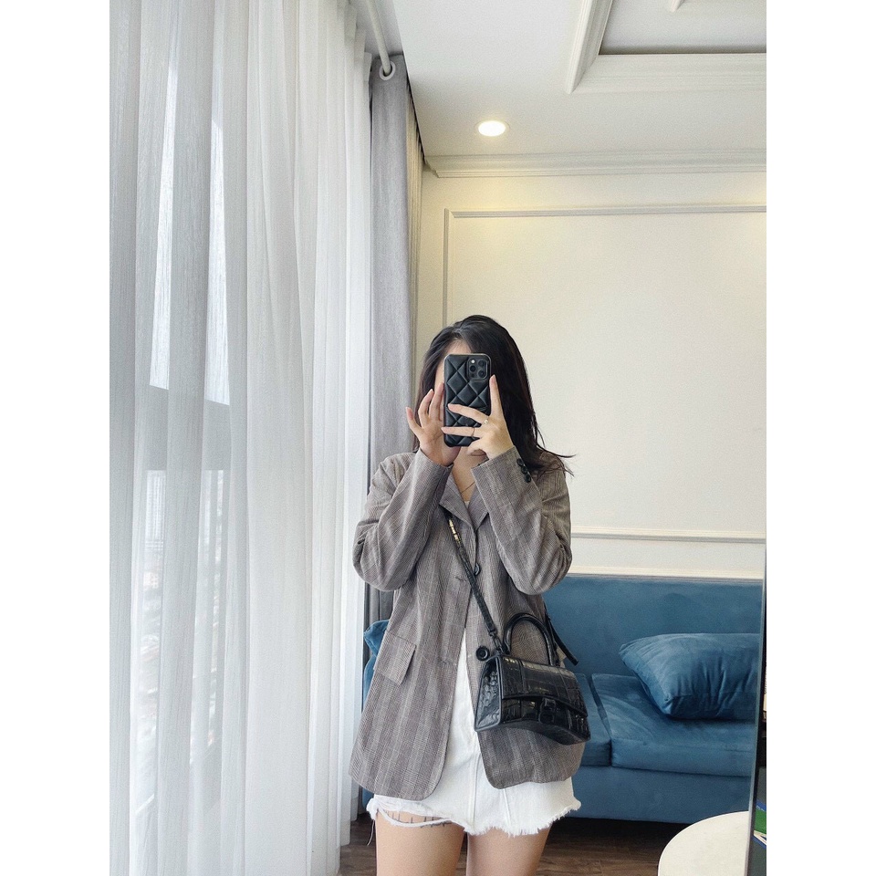 áo vest carô nữ tay dài cài hai khuy phối nắp túi kiểu công sở đẹp y hình 🌸❤️⭐️😜❤️🌸SA069