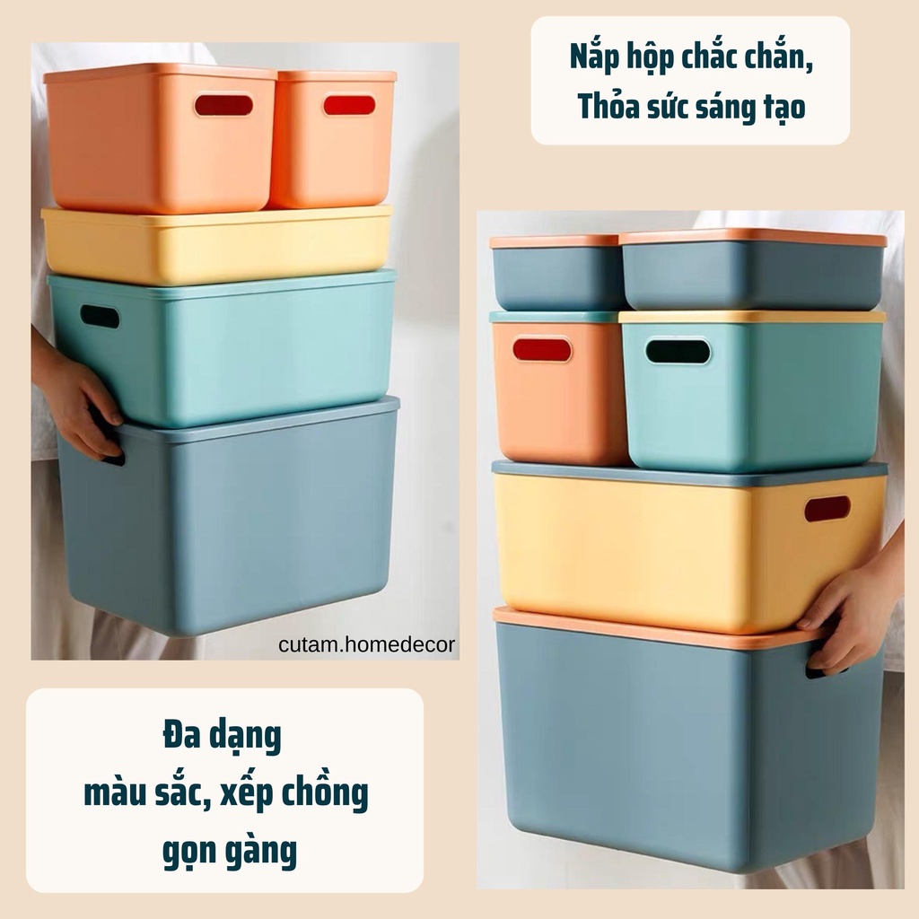 Hộp đựng đồ bằng nhựa có nắp để sắp xếp nhà cửa đa năng - homedecor