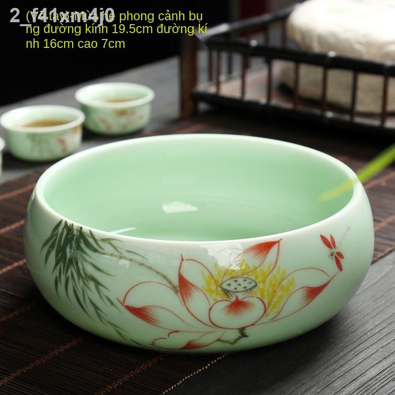 ♦ Chậu rửa chén sứ lớn, bình đựng bã trà, phụ kiện bộ ấm đồ dùng chén, bút nước nhỏ gia đình