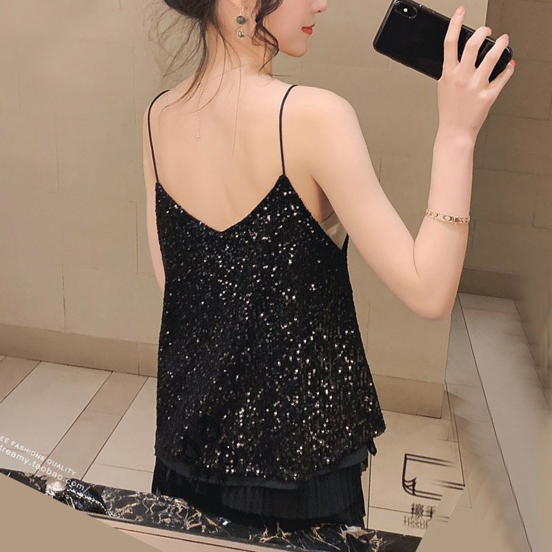 Áo sát nách dây mảnh thiết kế cổ chữ V quyến rũ