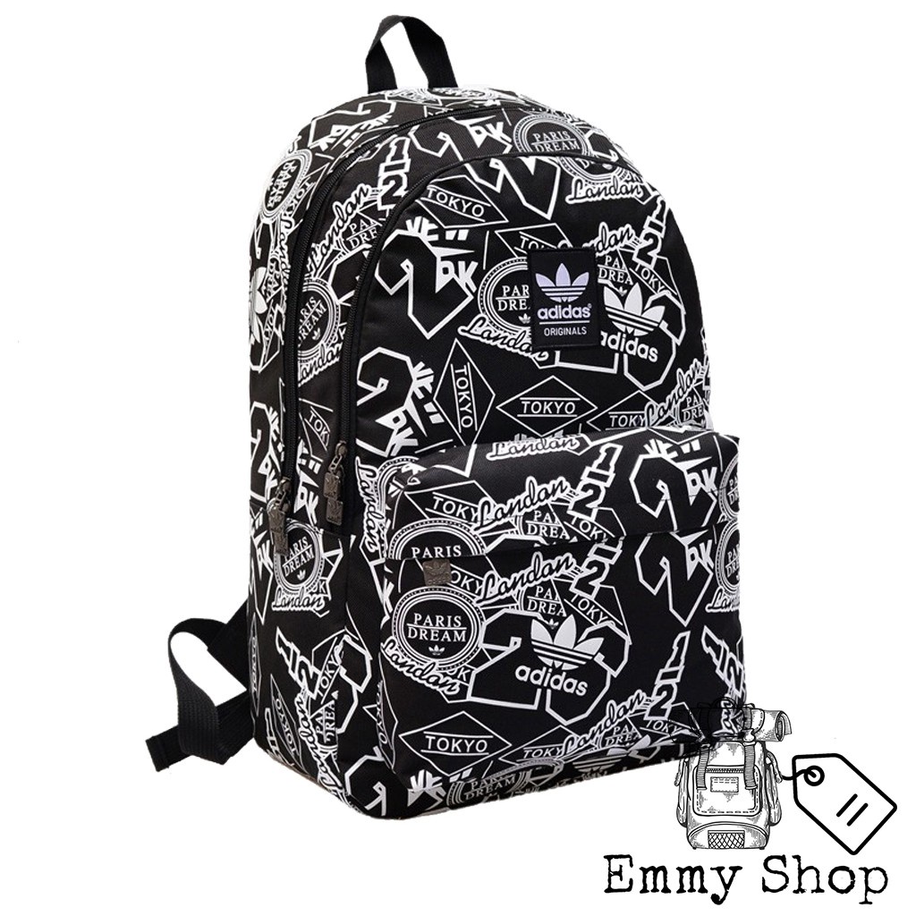 Balo nam thời trang adidas tokyo hoạ tiết đen trắng phù hợp với học sinh, sinh viên