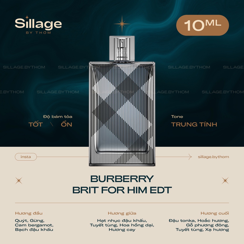 B U R B E R R Y BRIT FOR HIM EDT | Mẫu thử nước hoa dành cho nam