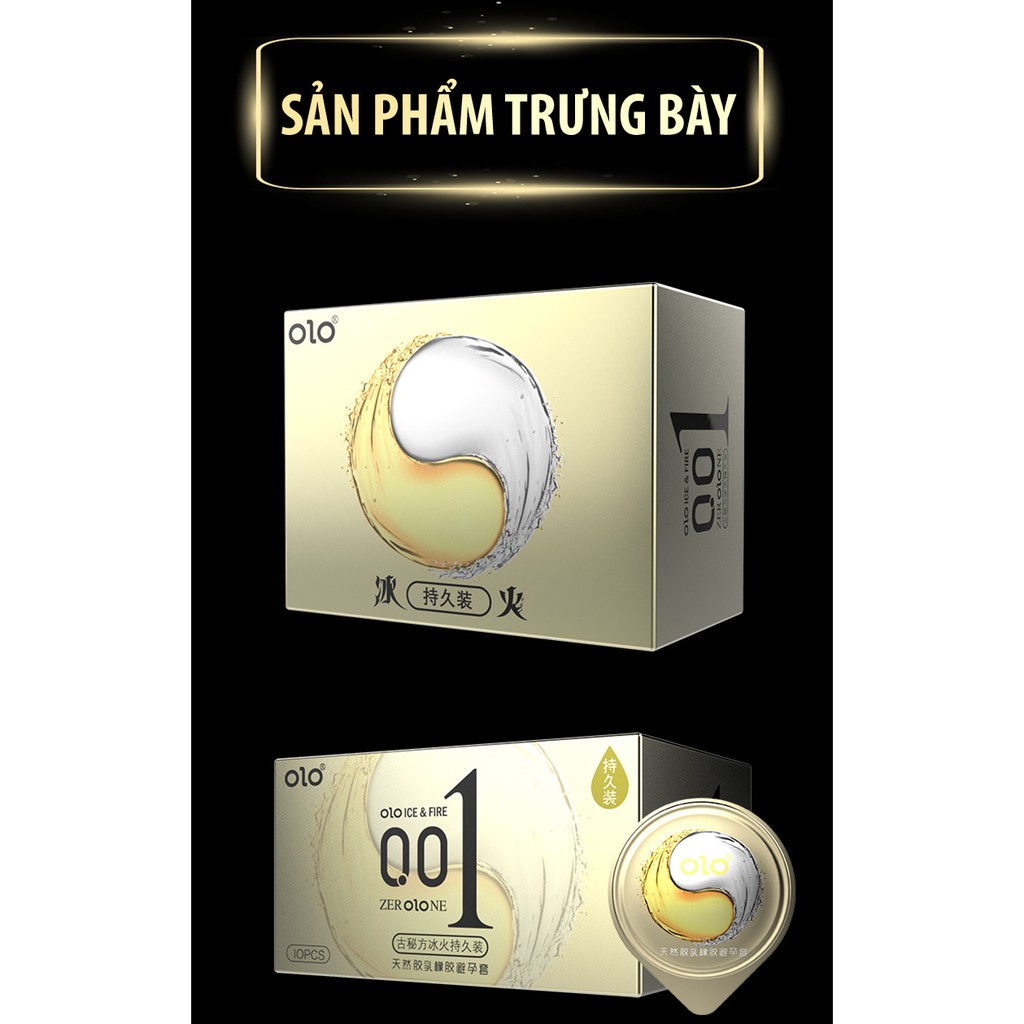 Bao cao su ozo 0.01 mỏng, nhiều gel bôi trơn, cảm giác lửa băng mới lạ (Hộp 10c OLO)