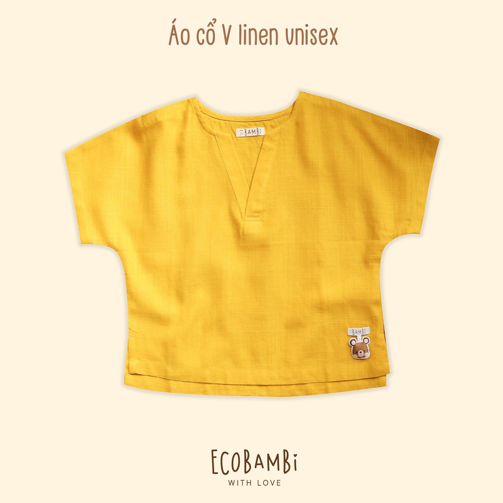 Áo cổ V linen unisex Ecobambi