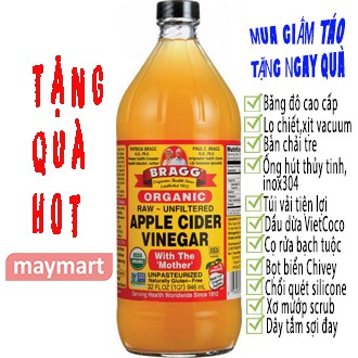 Giấm xịn Quà xinh - Dấm táo hữu cơ Bragg chai to 946ml