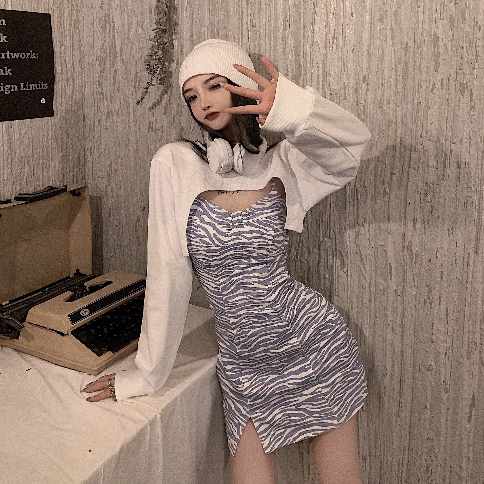 Xiaozhainv Áo Sweater + Đầm Họa Tiết Da Beo Độc Đáo Thời Thượng Dành Cho Nữ | BigBuy360 - bigbuy360.vn