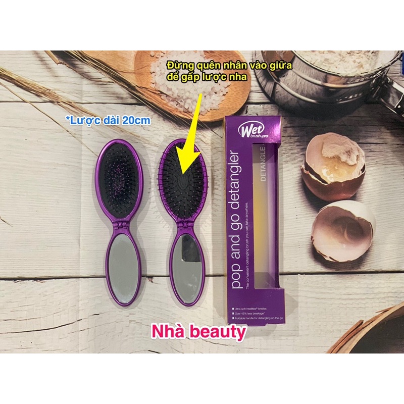 Lược gỡ rối gấp gọn có gương Wet Brush Pop and fold detangler with built in Mirror