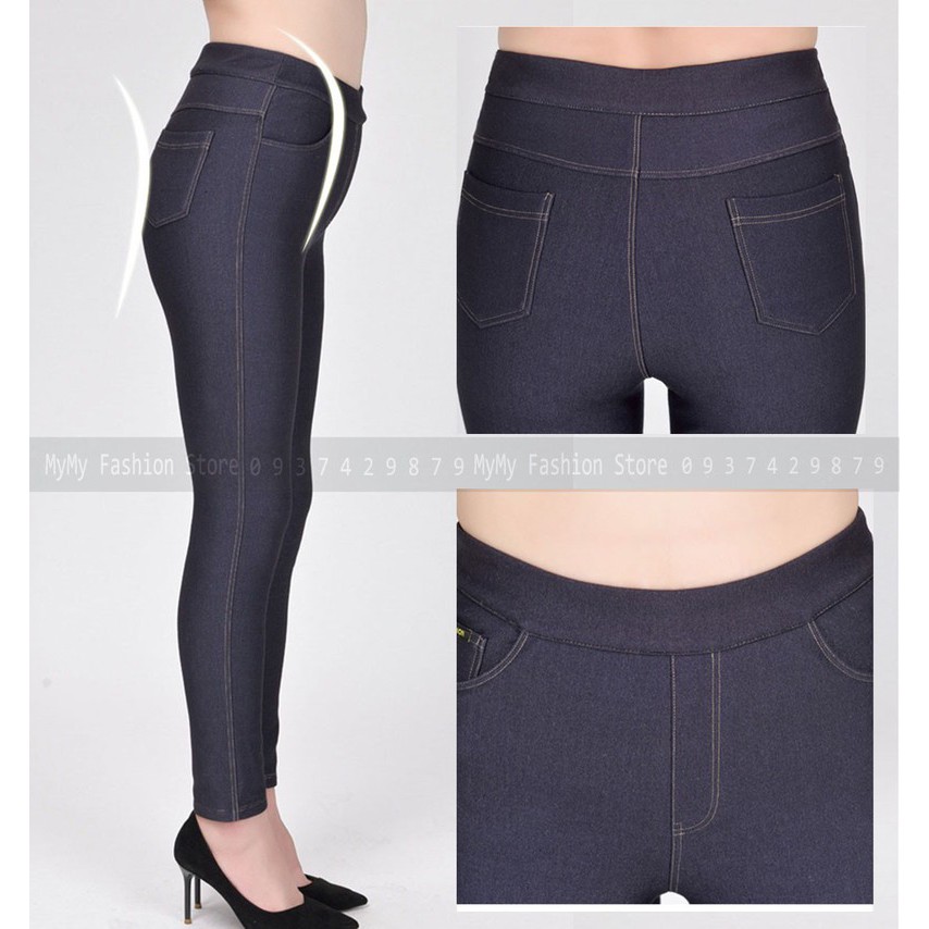 Quần legging nữ giả Jean Lưng thun co giãn tốt