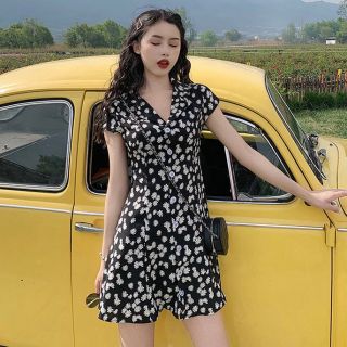 Đầm sơ mi cổ bẻ hoạ tiết hoa cúc có size đại