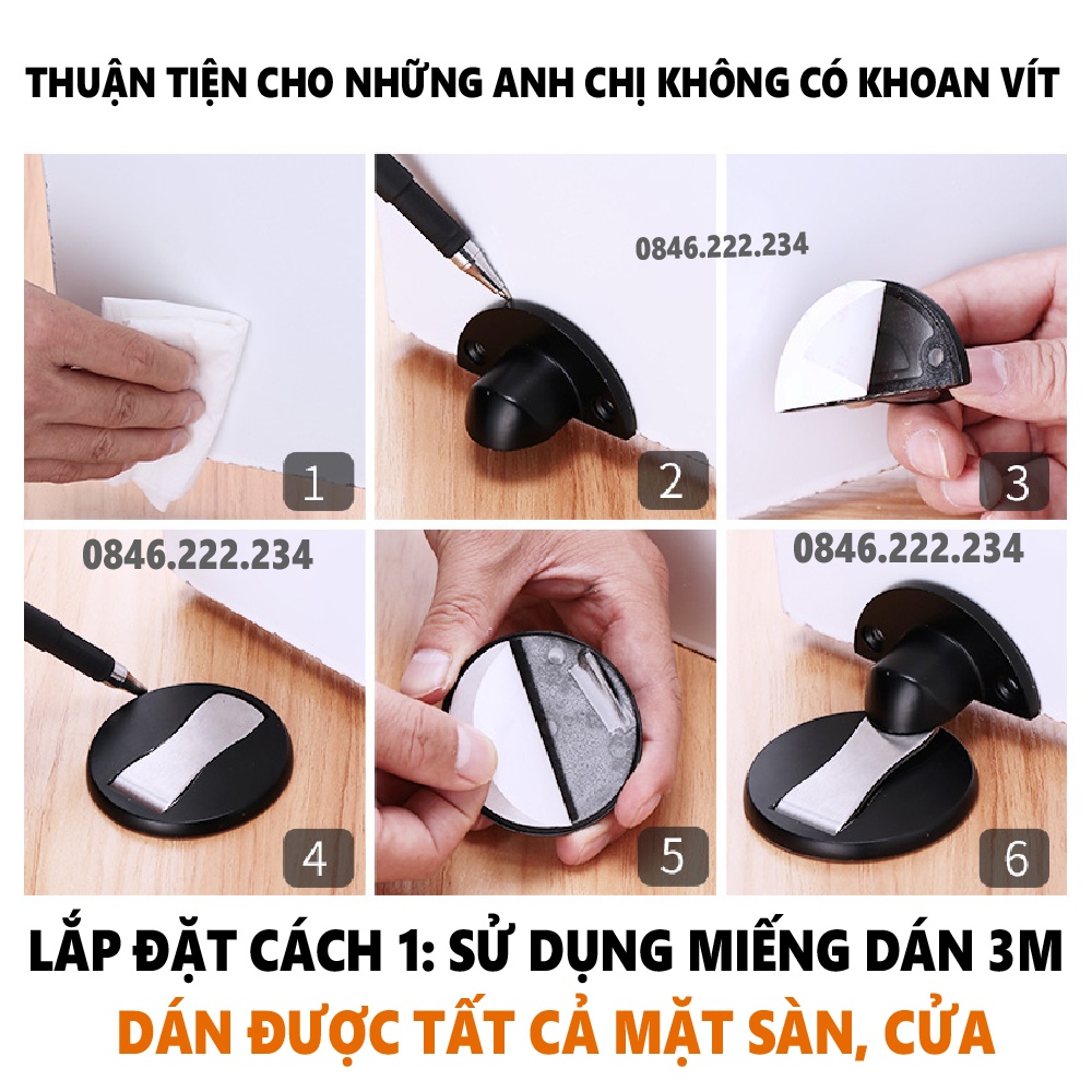 Chặn cửa bán nguyệt, Nam châm tự hút, Chặn cửa chống va đập gắn sàn giúp hạn chế va đập cho cánh cửa