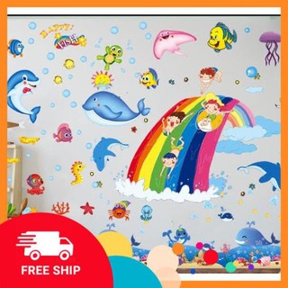 ⚡️𝗙𝗥𝗘𝗘𝗦𝗛𝗜𝗣⚡️ Decal dán tường Bé đi công viên nước