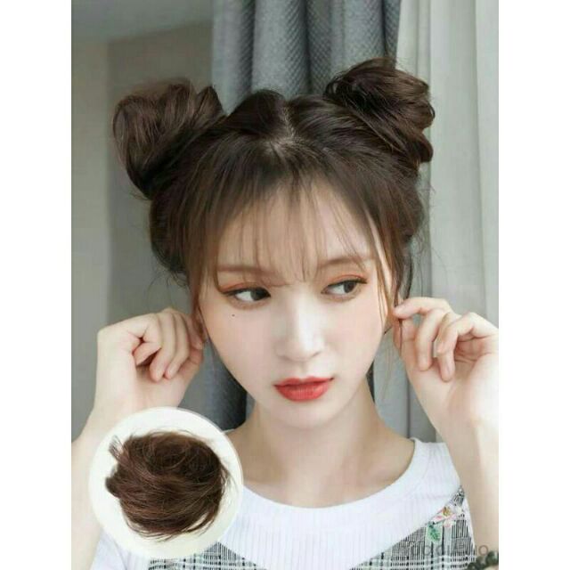Tóc búi cột thẳng tóc giả