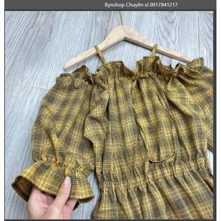 siêu phẩm váy kẻ xanh hót hít  ( kèm ảnh thật )