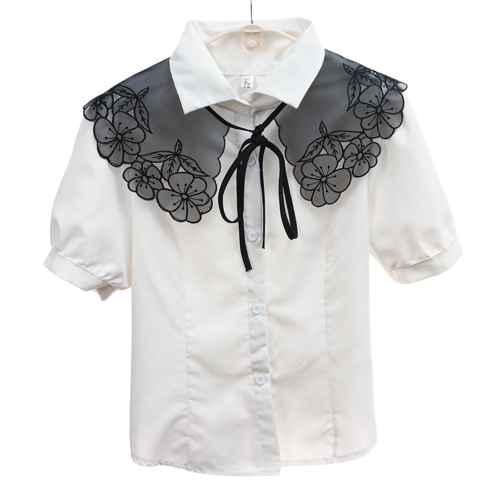 MIH Cổ Áo Sơ Mi Giả Thêu Ren Thời Trang