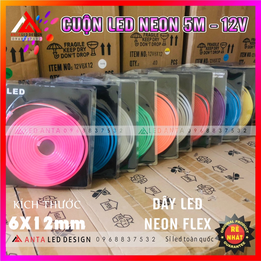 Cuộn LED NEON 5 mét 12V trang trí, uốn chữ quảng cáo siêu rẻ