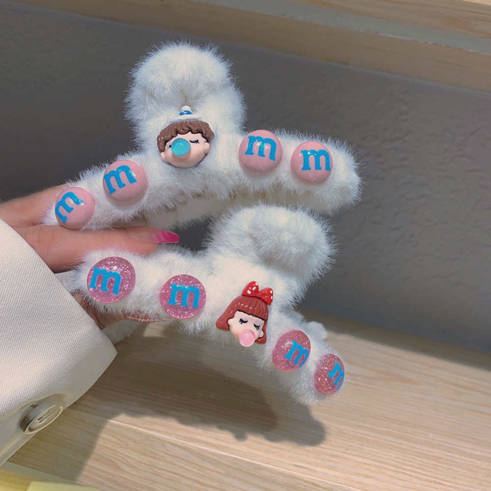 Kẹp tóc phủ lông thiết kế đơn giản dễ thương thời trang mùa thu cho nữ