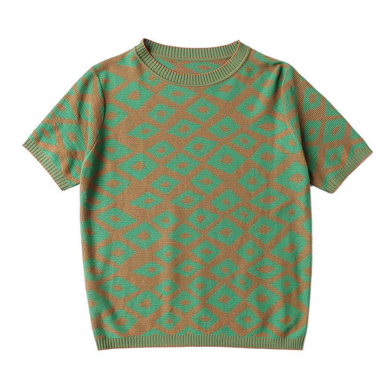 Áo thun dệt kim mỏng tay ngắn thời trang mùa hè cho phụ nữ trung niên