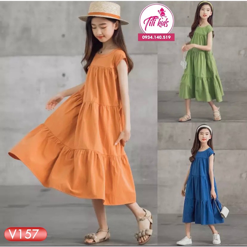 Đầm Váy Cho Bé Gái Suông Tay Ngắn Titikids V157