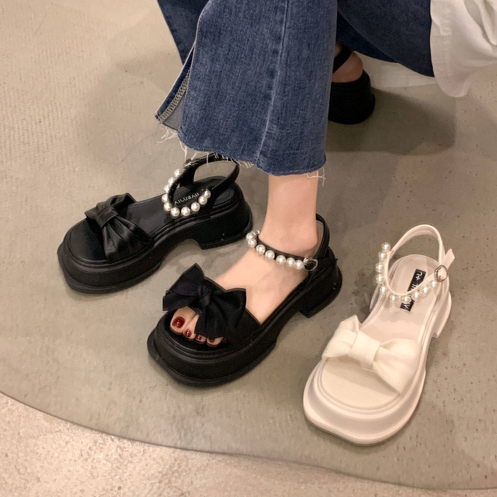 Dép Sandal Đế Xuồng Dày Phong Cách Pháp Thời Trang Mùa Hè Mới