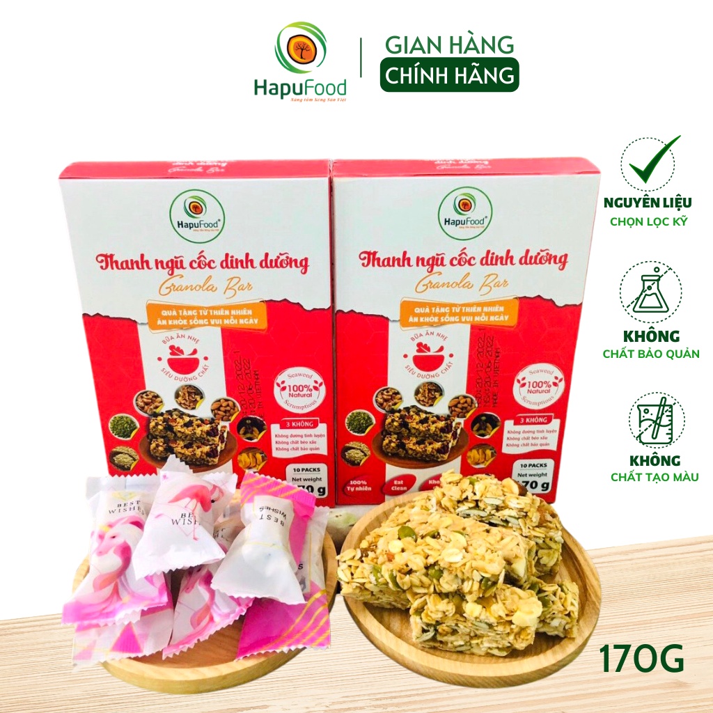 Thanh ngũ cốc dinh dưỡng HAPUFOOD 170G, Granola Bar dinh dưỡng mỗi ngày