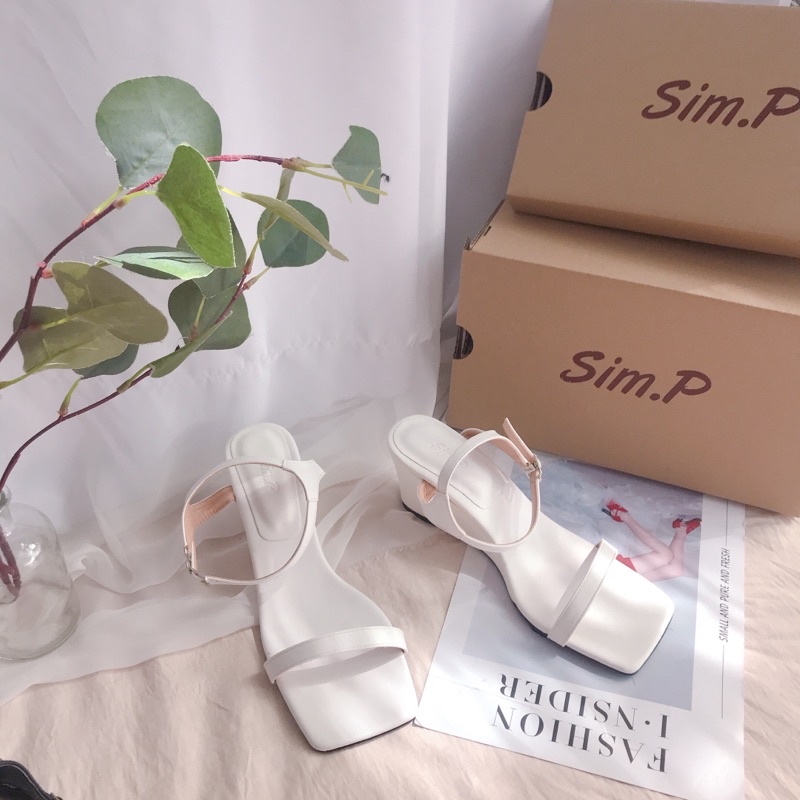 Giày đế bằng SimP Sandal đế xuồng 5cm quai ngang mảnh - DEMI