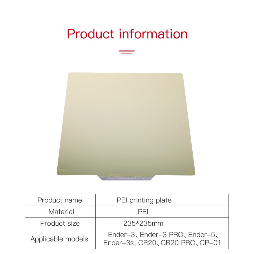 Tấm PEI Plate Glossy Surface bề mặt bóng size 235*235mm dùng cho Series Ender 3 &amp; Ender 5