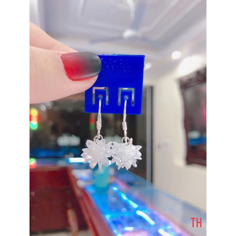 BÔNG TAI BẠC TA- BÔNG TREO HOA TUYẾT CỰC XINH