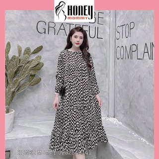 Váy Bầu Dáng Dài Họa Tiết Chấm Bi Váy Bầu Hè Công Sở Đi Làm HD4802 Honey Mommy Đầm Bầu Hè Công Sở Dáng Dài